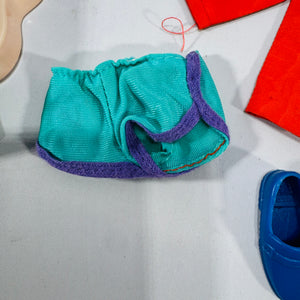 Vintage Mattel Ken Clothing & Accessory Bundle (9 Pieces) — Tagged Red Jacket, Green Pants, Blue Loafers + Guitar