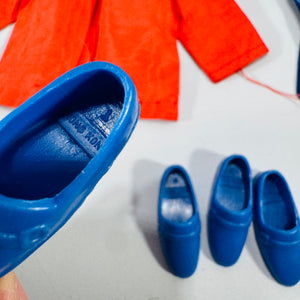 Vintage Mattel Ken Clothing & Accessory Bundle (9 Pieces) — Tagged Red Jacket, Green Pants, Blue Loafers + Guitar