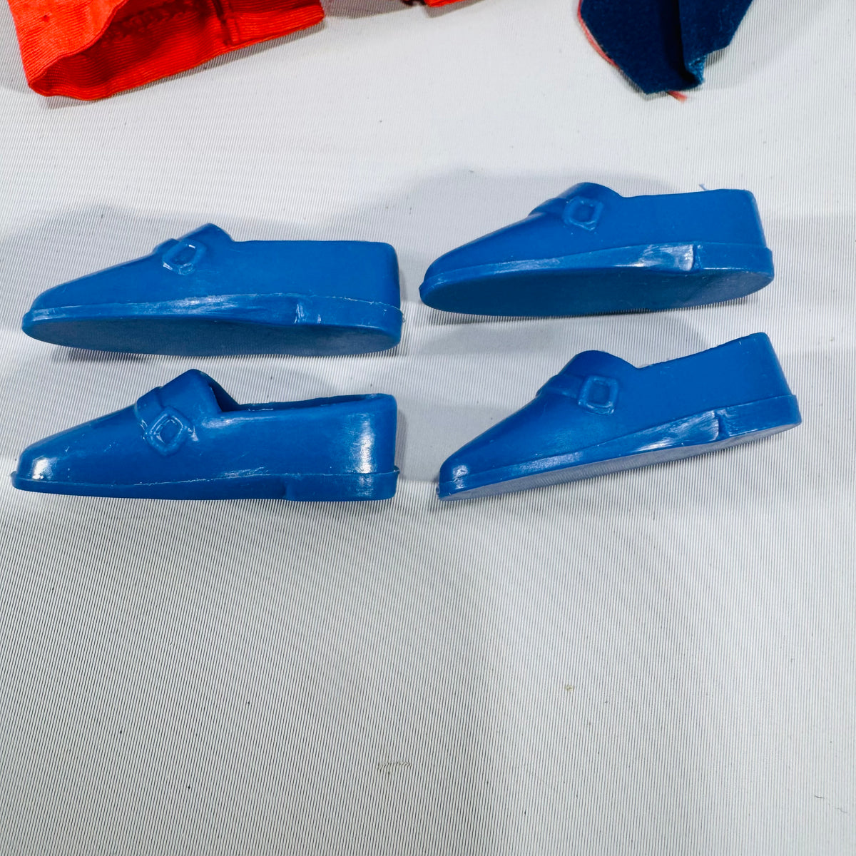 Vintage Mattel Ken Clothing & Accessory Bundle (9 Pieces) — Tagged Red Jacket, Green Pants, Blue Loafers + Guitar