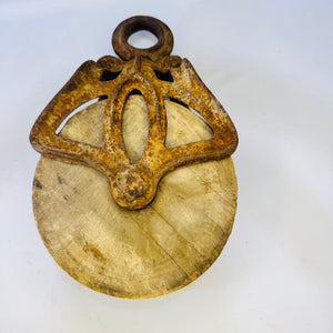 Antique Louden A21 Barn Pulley Cast Iron Wood Wheel Fairfield Iowa Farm Decor