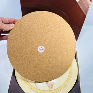 Vintage Clover Leaf Minton Placemats Set of 6, England Melamine Cork Back “Melamats” Poppy Wildflower Floral, Boxed 9.5”