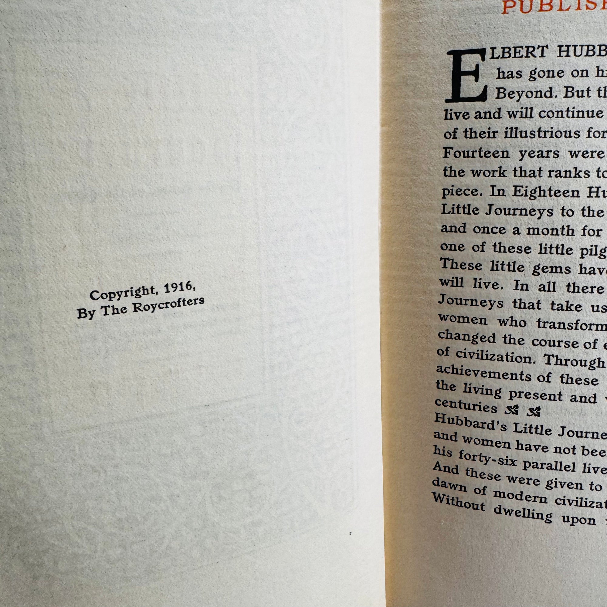 Little Journeys to the Homes of the Great Set by Elbert Hubbard Memorial Edition 1916 Wm. H. Wise