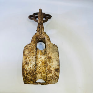 Antique Cast Iron Teardrop Barn Pulley Figure 8 Swivel Hook Marked Farm Decor