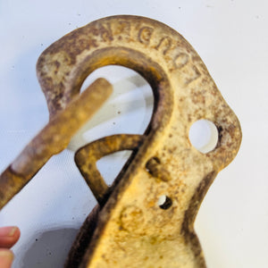 Antique Cast Iron Teardrop Barn Pulley Figure 8 Swivel Hook Marked Farm Decor