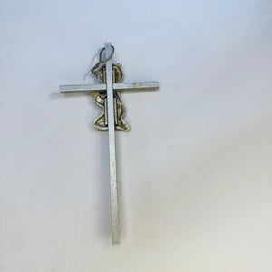 Precious Moments Bible & Praying Boy Cross Set 1980s Illustrated Keepsake Bible with Pewter Finish Wall Cross First Communion