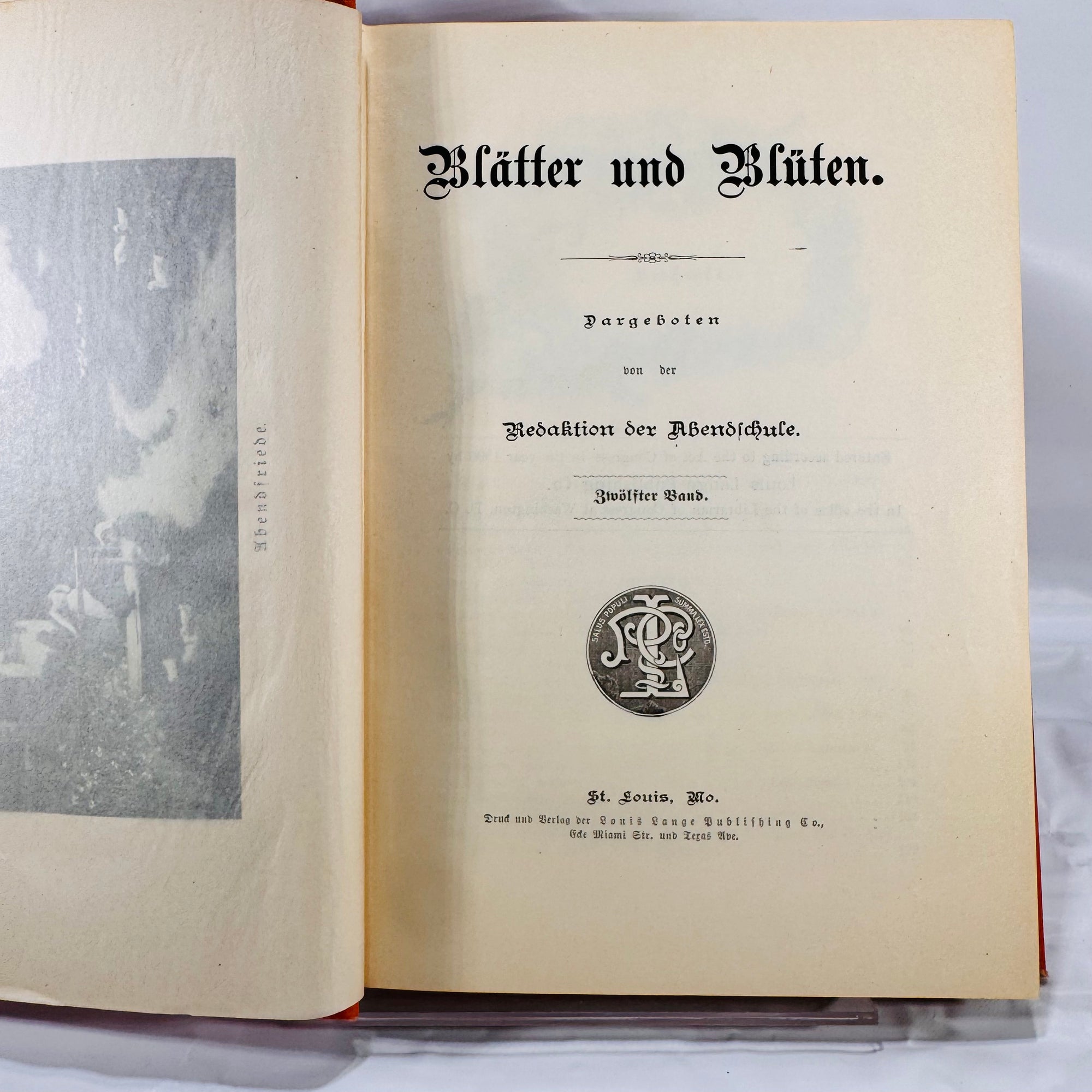 Blätter und Blüten German Book 1906 Louis Lange Publishing Co. Ornate Cover, Illustrated Poetry & Prose in Fraktur Script