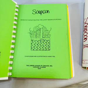 Soupcon & Soupcon II Vintage Junior League of Chicago Cookbook Bundle 1974 & 1982 Spiral Community Recipe Books