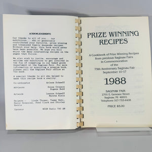 Prize Winning Recipes (1988) — Saginaw Fair 75th Anniversary Vintage Community Cookbook