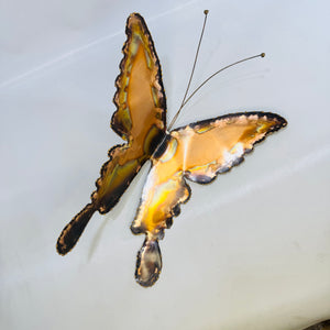 Mid Century Modern Copper Butterfly Wall Sculpture Torch Cut Brutalist Metal Art 10 Inch Vintage