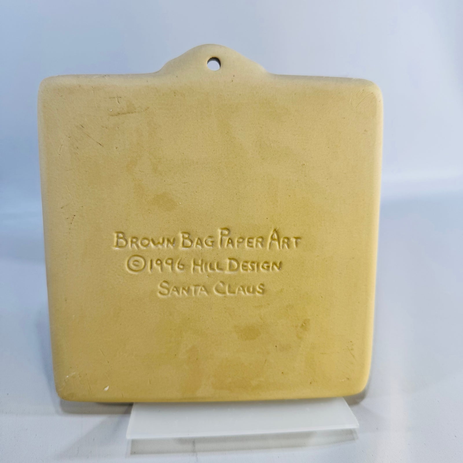 Brown Bag Cookie Art Santa Claus Merry Christmas Stoneware Cookie Mold Hill Design 1996