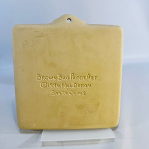 Brown Bag Cookie Art Santa Claus Merry Christmas Stoneware Cookie Mold Hill Design 1996