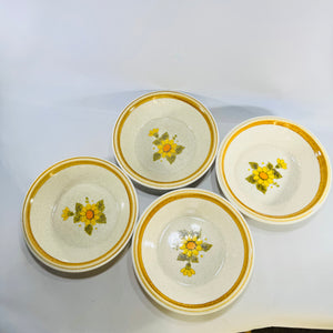 Set of 4 Mikasa Stone Manor Melissa F5811 Cereal Bowls Japan Yellow Daisy Stoneware