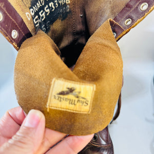 Sky Master WWII Jump Boots 1946 Named Donald J VanOrsek Size 10½ Brown Leather Airborne Paratrooper Military Boots