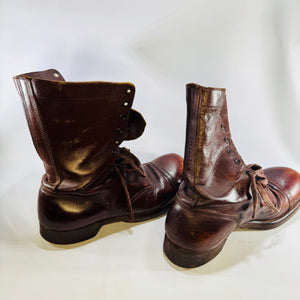Sky Master WWII Jump Boots 1946 Named Donald J VanOrsek Size 10½ Brown Leather Airborne Paratrooper Military Boots