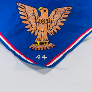 Vintage BSA Eagle Scout Neckerchief (Troop 44) – Blue Triangular Scarf w/ Embroidered Eagle, Red/White Trim