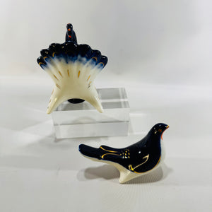 Lomonosov Turkey Bird Salt and Pepper Shakers LFZ Made in USSR Cobalt Porcelain Set