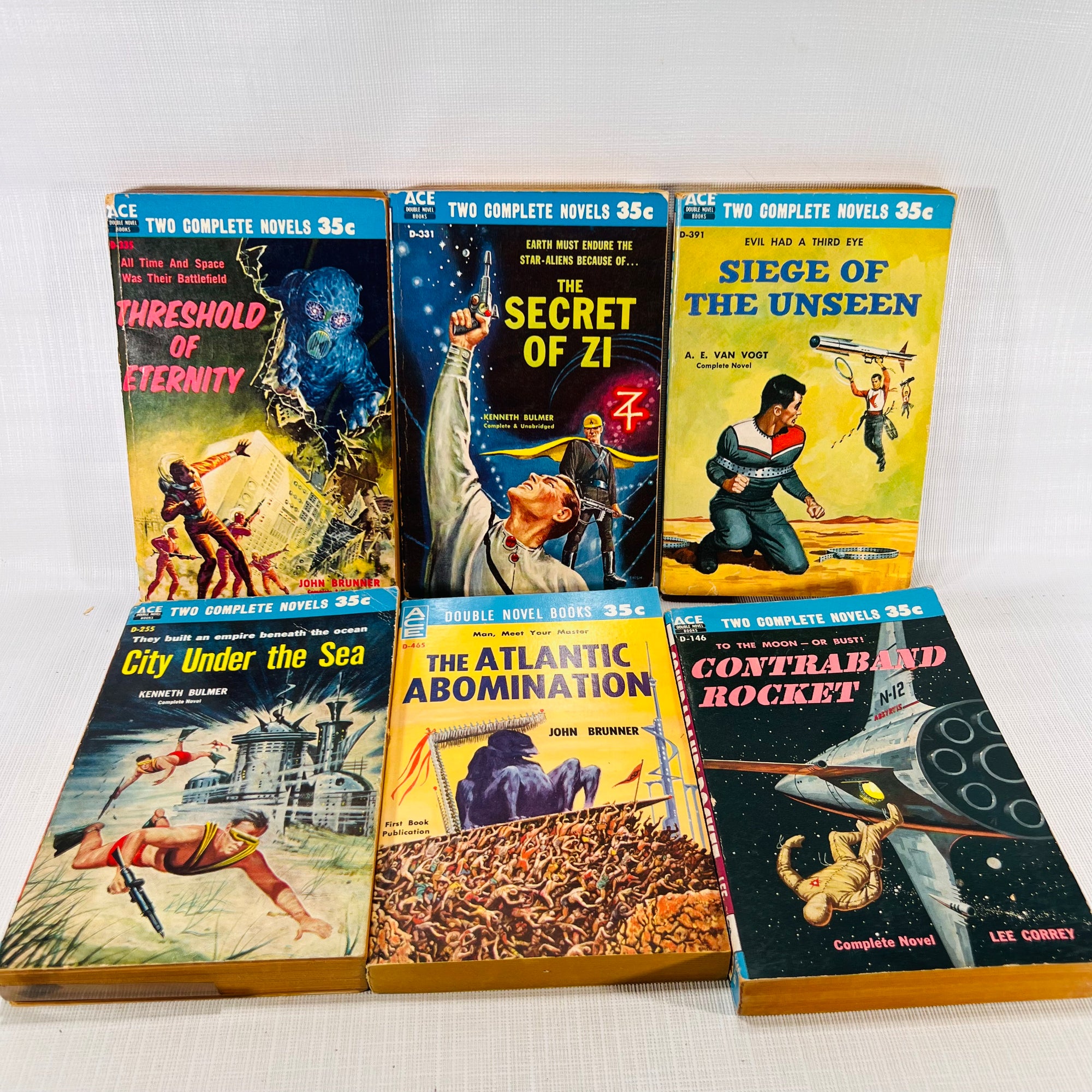 Six Science Fiction Ace Double Novel Books Late 1950s's Ace Books Inc. Paperback Books