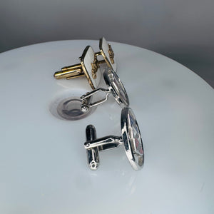 Vintage Buick Cufflinks Set (2 Pairs) — Tri-Shield + Gold Car Emblem (c. 1960s–1970s)