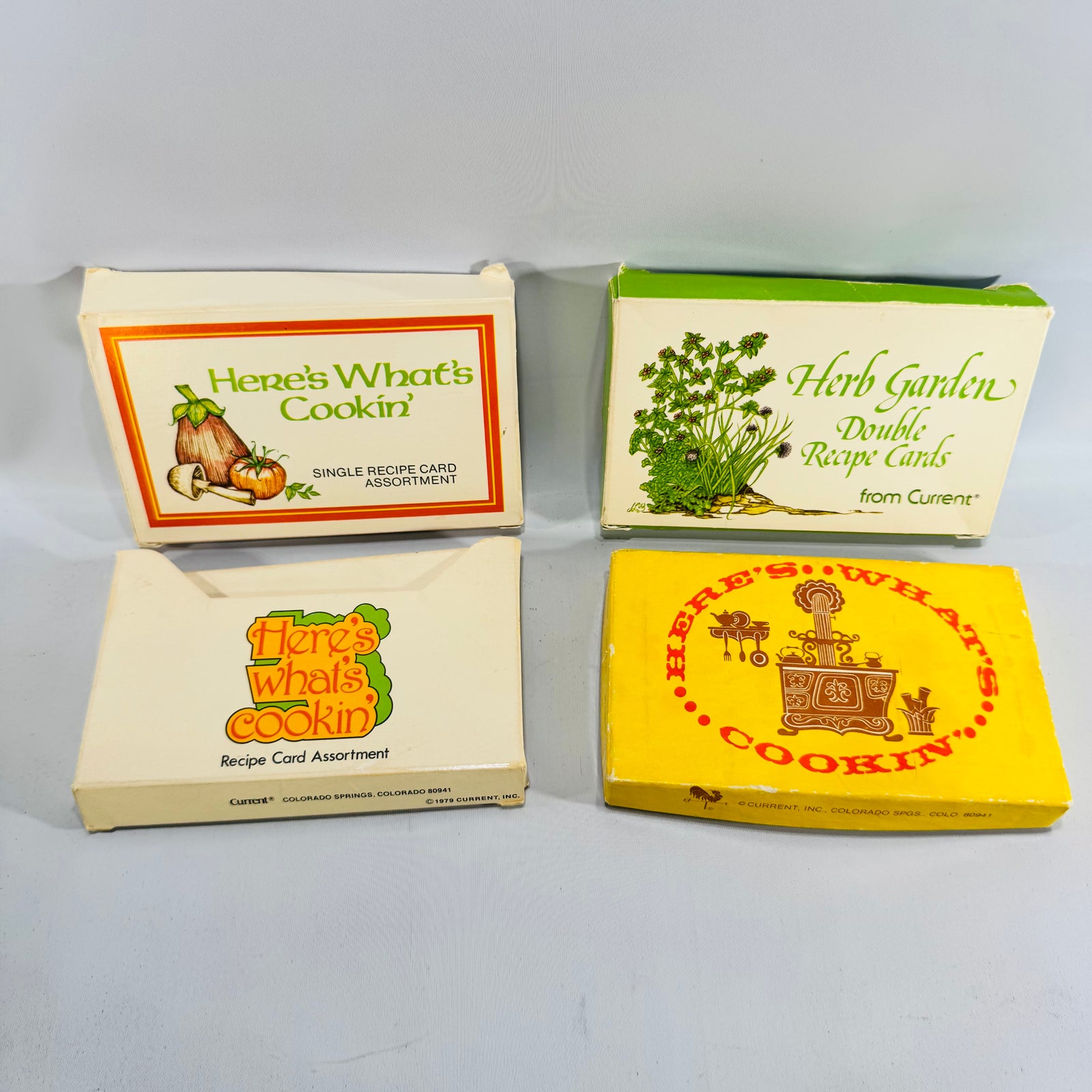 Current Inc Recipe Cards Lot 1978 1979 Four Partial Boxes Here's What's Cookin' Herb Garden Kitchen Ephemera