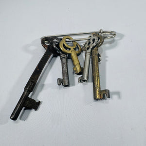 Bundle of 6 Vintage Keys on Oversized Safety Pin (3.25" Max)