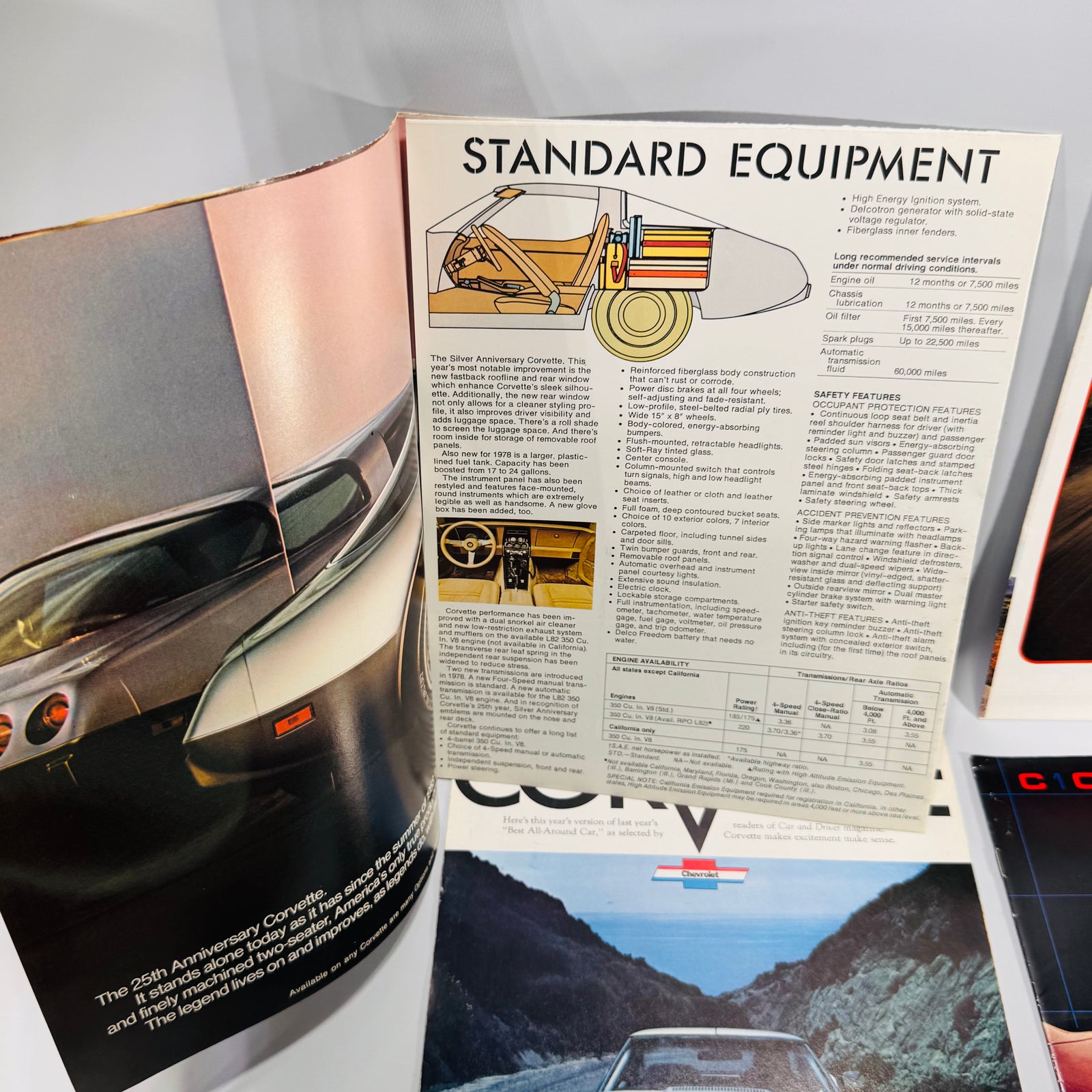 Vintage Corvette Brochure Set | 1975, 1979, 1982, & Silver Anniversary 1953–1977