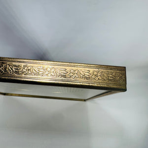 Vintage 1970s Gold-Tone Metal Shadow Box Picture Frame (11x9) – Oval Mat, Tabletop or Wall