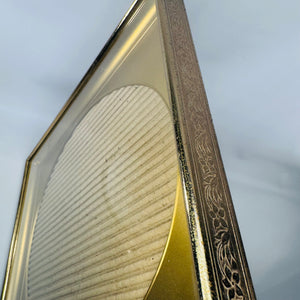 Vintage 1970s Gold-Tone Metal Shadow Box Picture Frame (11x9) – Oval Mat, Tabletop or Wall