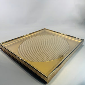 Vintage 1970s Gold-Tone Metal Shadow Box Picture Frame (11x9) – Oval Mat, Tabletop or Wall