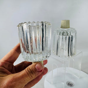 HOMCO Peg Votive Cups (Set of 2) – Vintage Home Decor, Clear Ribbed Tulip Glass Candle Holder Inserts