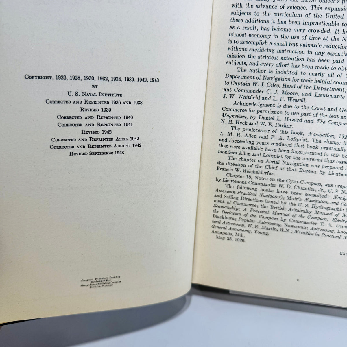 Navigation and Nautical Astronomy Benjamin Dutton 1943 Eighth Edition US Naval Institute Hardcover