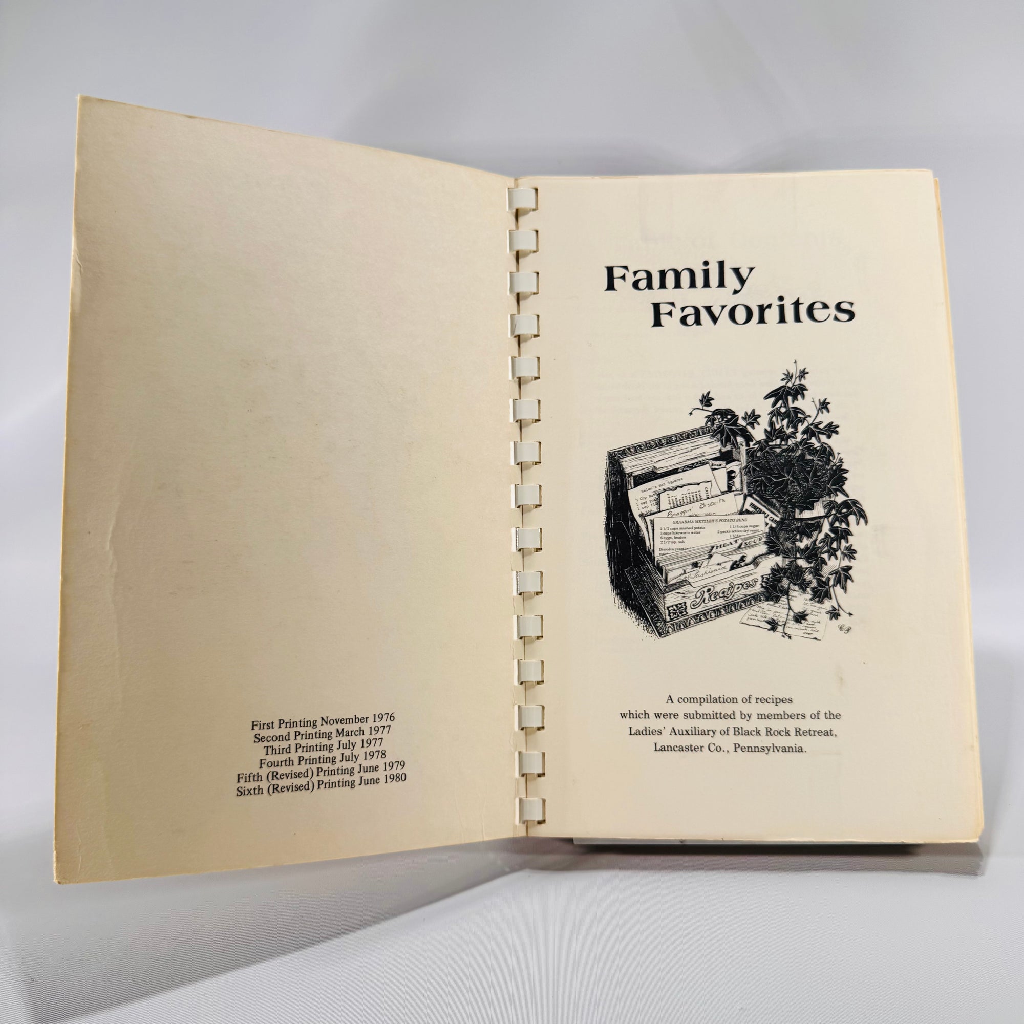 Family Favorites Cookbook by Black Rock Retreat Auxiliary (1980) – Mennonite Community Recipes | Vintage Spiral-Bound Cookbook
