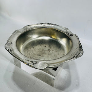 European 95% Pewter Dish 5 Inch Scalloped Floral Rim Vintage Table Bowl