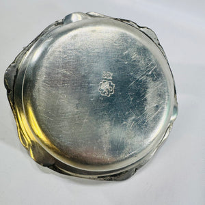 European 95% Pewter Dish 5 Inch Scalloped Floral Rim Vintage Table Bowl