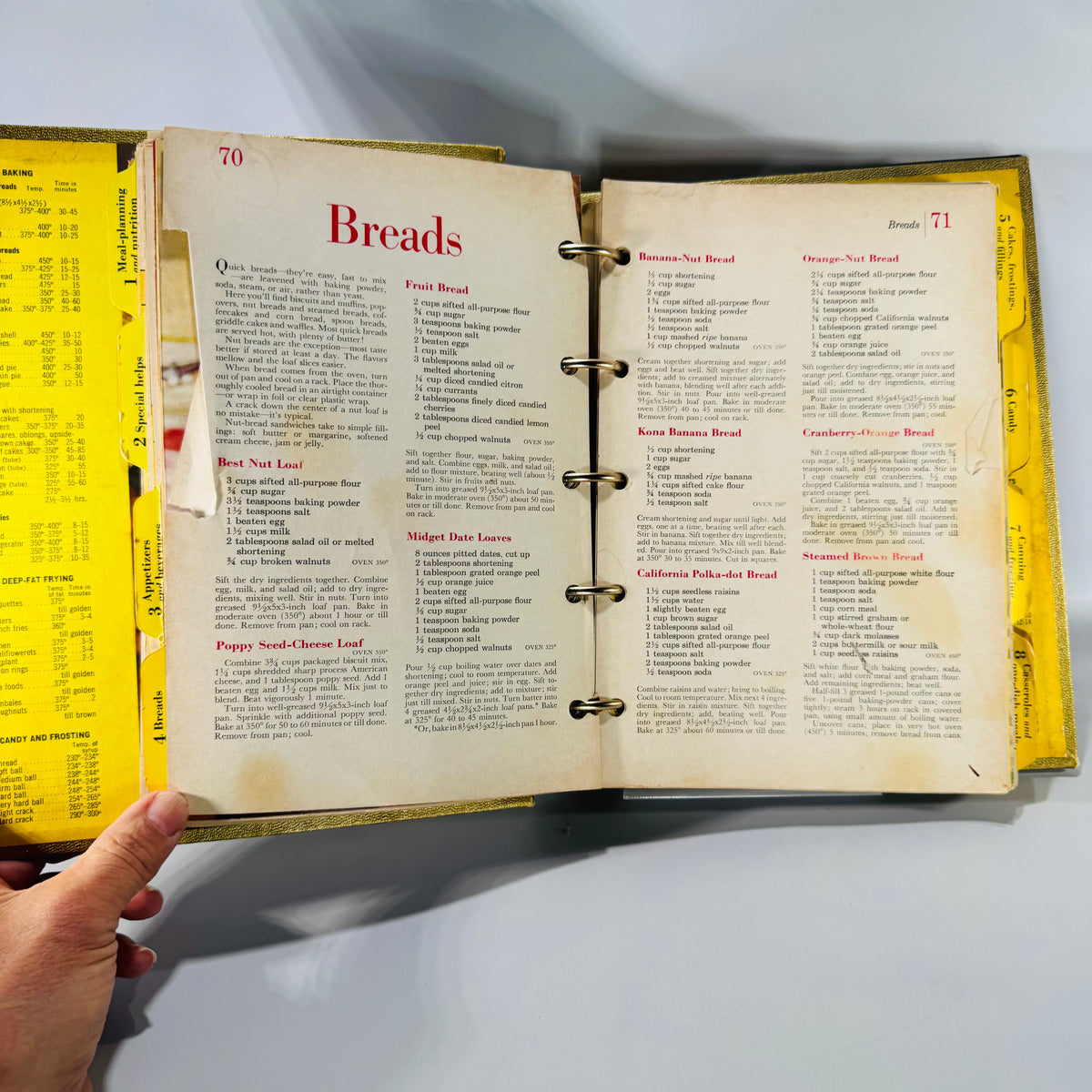 Vintage Mid-Century Cookbook Binder — Better Homes and Gardens New Cook Book Souvenir Edition (Commemorating 10,000,000 Sold) — 5-Ring Recipe Binder | Tabbed Sections, Vintage Cookbooks / Homemaking Reference