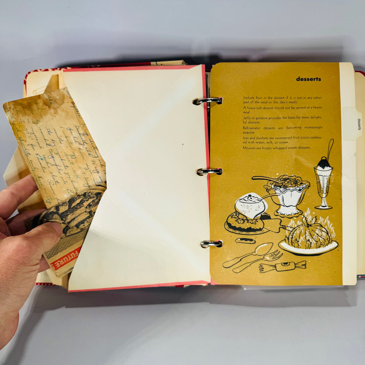 Vintage Kitchen Organizer — My Recipes 3-Ring Recipe Binder—National Blank Book Co. | Tab Dividers, Envelopes, Vintage Kitchen Organizer
