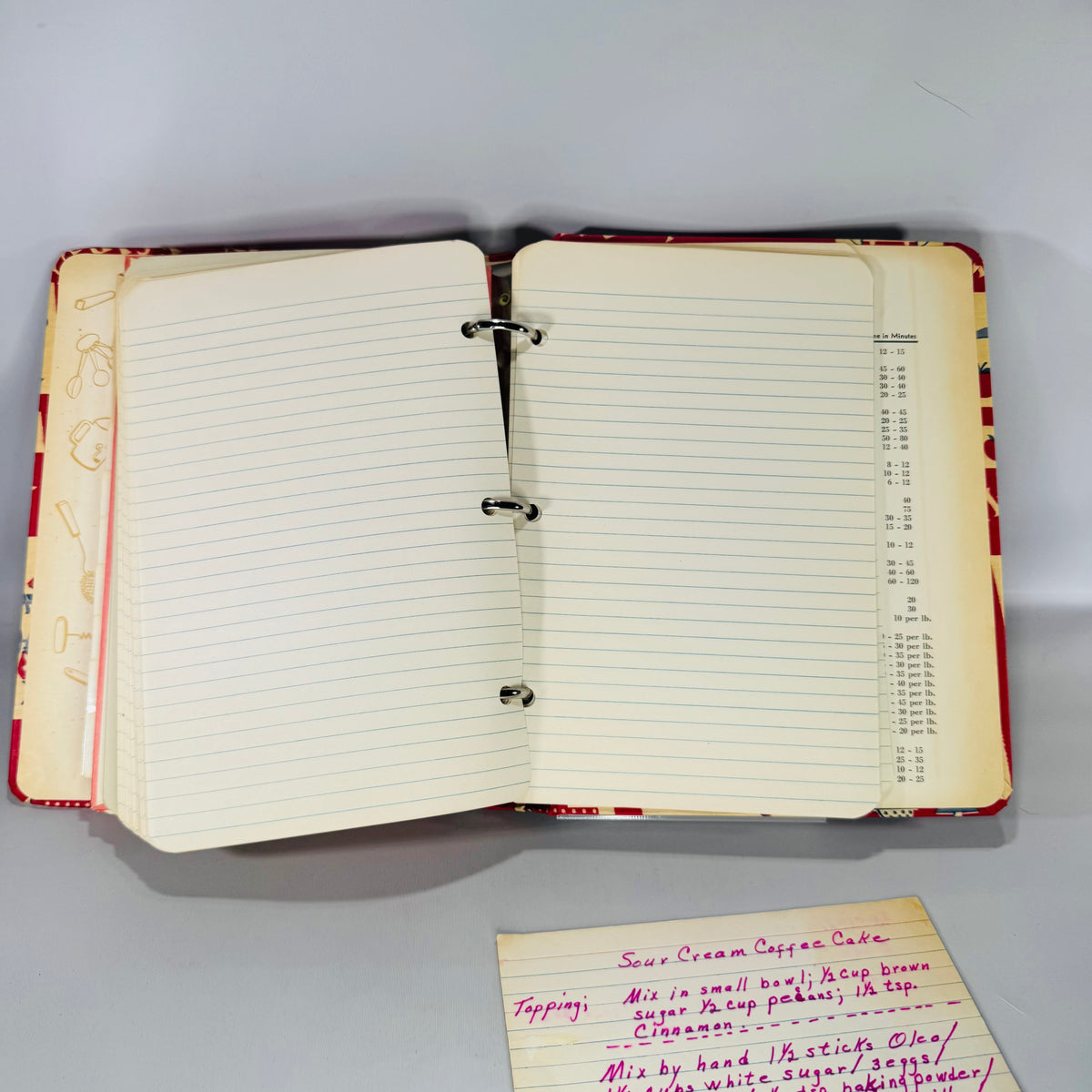 Vintage Kitchen Organizer — My Recipes 3-Ring Recipe Binder—National Blank Book Co. | Tab Dividers, Envelopes, Vintage Kitchen Organizer