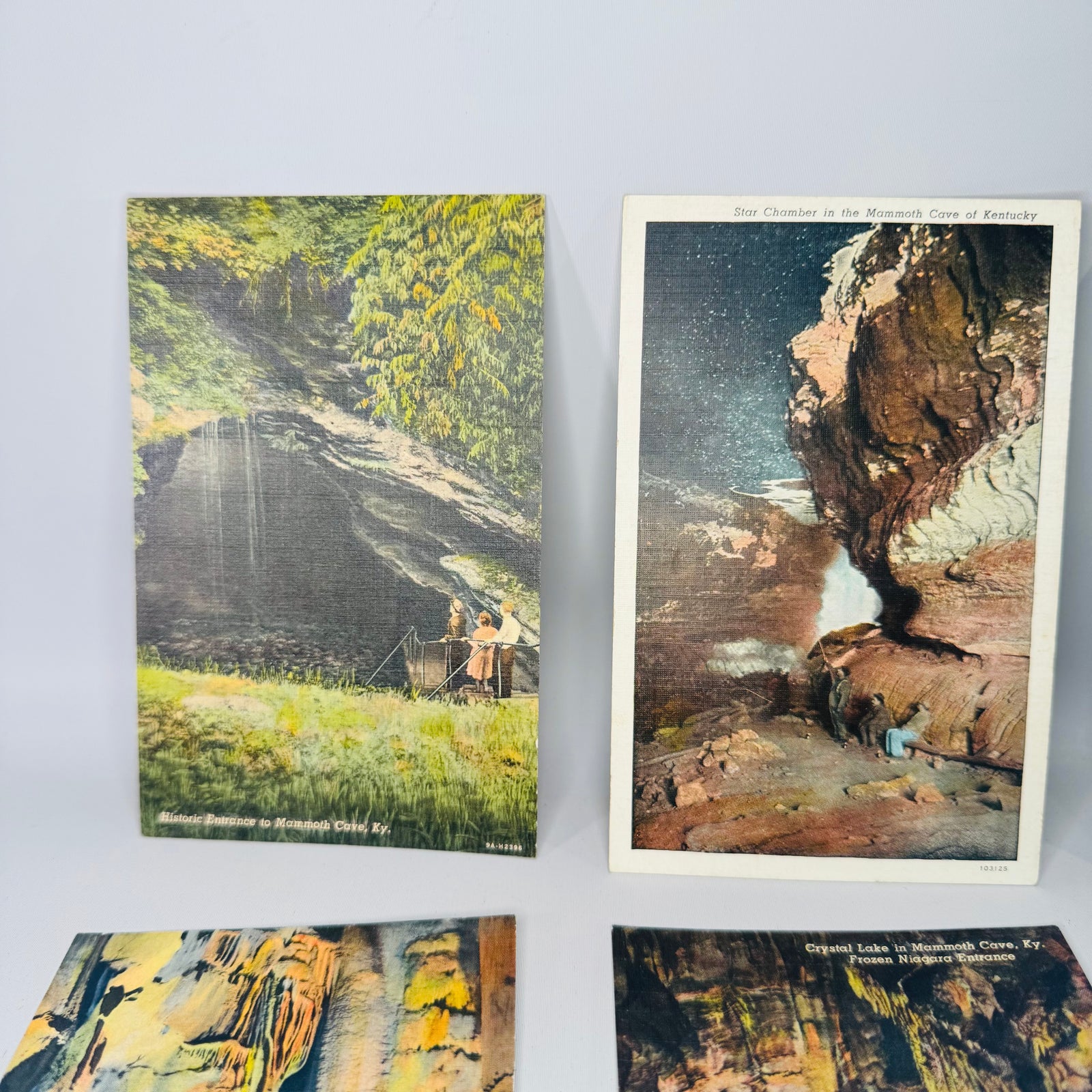 Vintage Travel Ephemera — Mammoth Cave Kentucky Linen Postcard Set (Linen Era) — Curt Teich “C.T. American Art” | 6 Scenic Views, Travel Ephemera