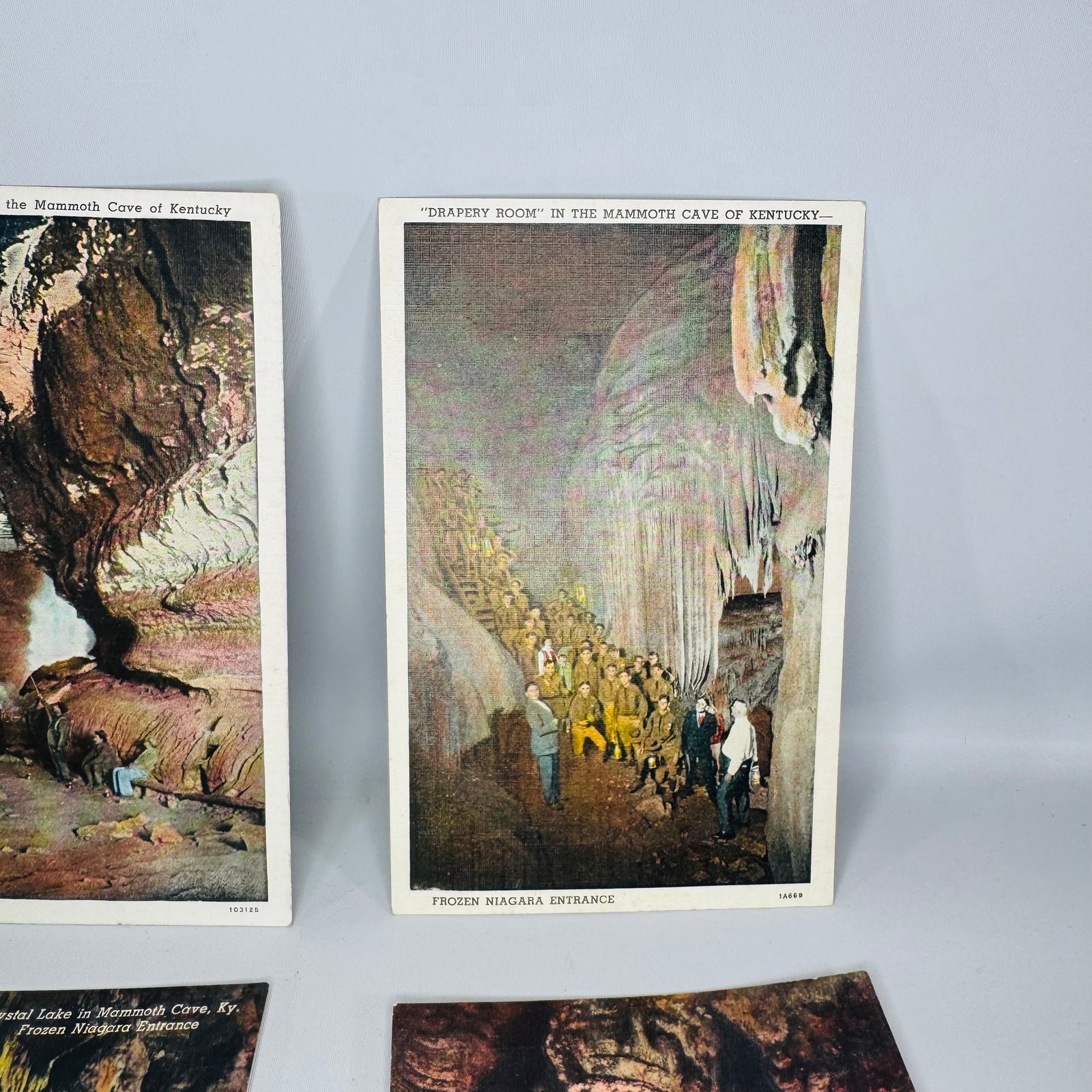 Vintage Travel Ephemera — Mammoth Cave Kentucky Linen Postcard Set (Linen Era) — Curt Teich “C.T. American Art” | 6 Scenic Views, Travel Ephemera
