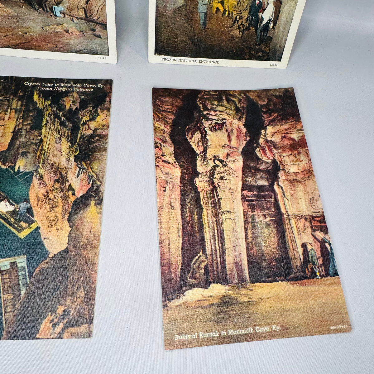 Vintage Travel Ephemera — Mammoth Cave Kentucky Linen Postcard Set (Linen Era) — Curt Teich “C.T. American Art” | 6 Scenic Views, Travel Ephemera
