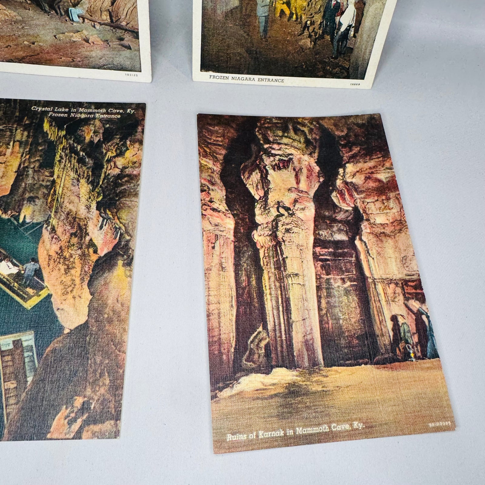 Vintage Travel Ephemera — Mammoth Cave Kentucky Linen Postcard Set (Linen Era) — Curt Teich “C.T. American Art” | 6 Scenic Views, Travel Ephemera