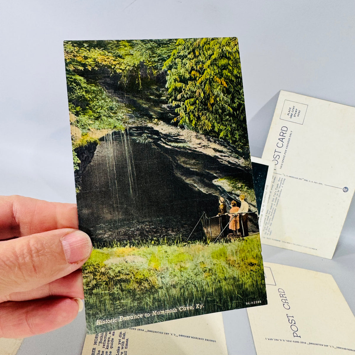 Vintage Travel Ephemera — Mammoth Cave Kentucky Linen Postcard Set (Linen Era) — Curt Teich “C.T. American Art” | 6 Scenic Views, Travel Ephemera