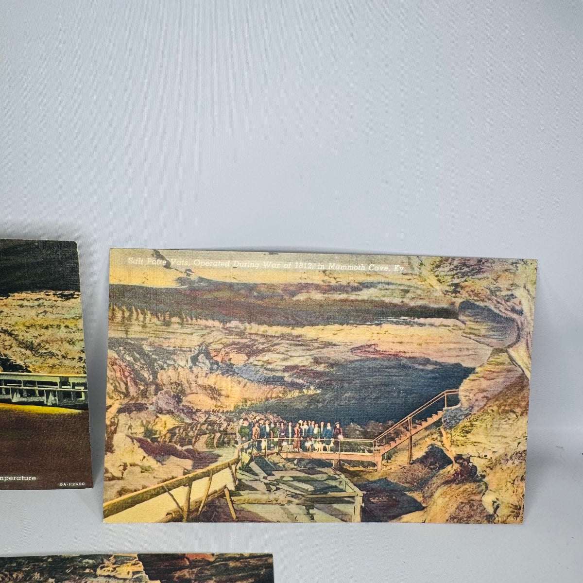 Vintage Linen Postcard Set, Travel Souvenir Ephemera — Mammoth Cave Kentucky Views (c. 1930s–1940s) — Curt Teich “C.T. Art-Colortone” | Cave Scenes, Travel Souvenir Ephemera
