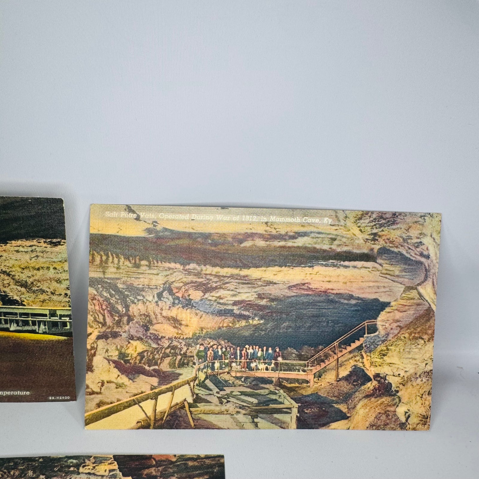 Vintage Linen Postcard Set, Travel Souvenir Ephemera — Mammoth Cave Kentucky Views (c. 1930s–1940s) — Curt Teich “C.T. Art-Colortone” | Cave Scenes, Travel Souvenir Ephemera