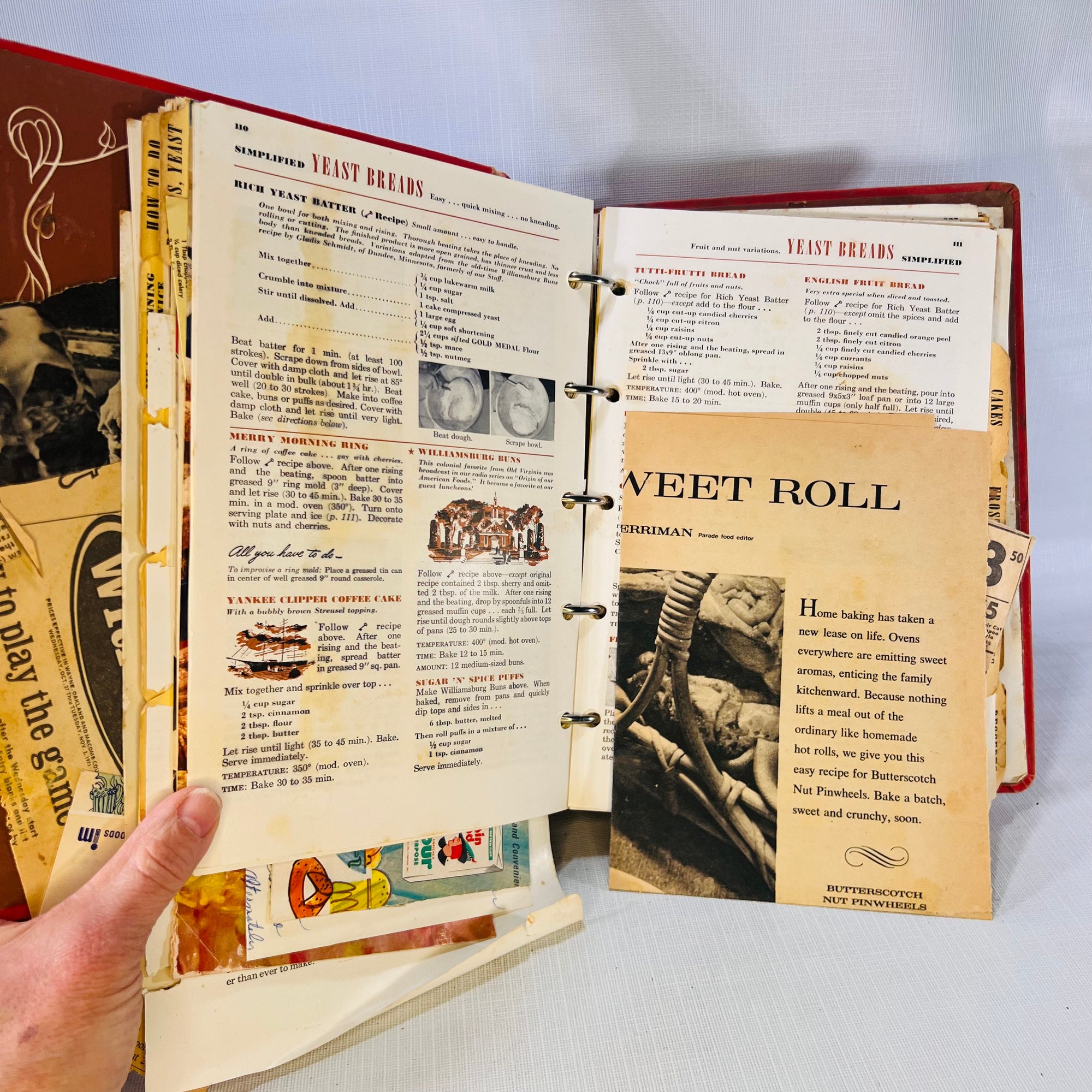 Betty Crocker's Picture Book 5 Ring Binder 1950's McGraw-Hill Book Company Not Complete But Full of Handwritten, Newspaper Recipes