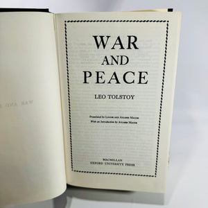 War and Peace Leo Tolstoy 1977 Macmillan Hardcover Maude Translation