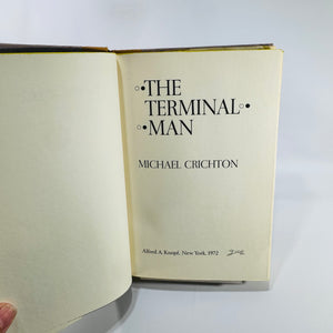 The Terminal Man by Michael Crichton 1972 Knopf Hardcover Science Fiction Novel Dust Jacket