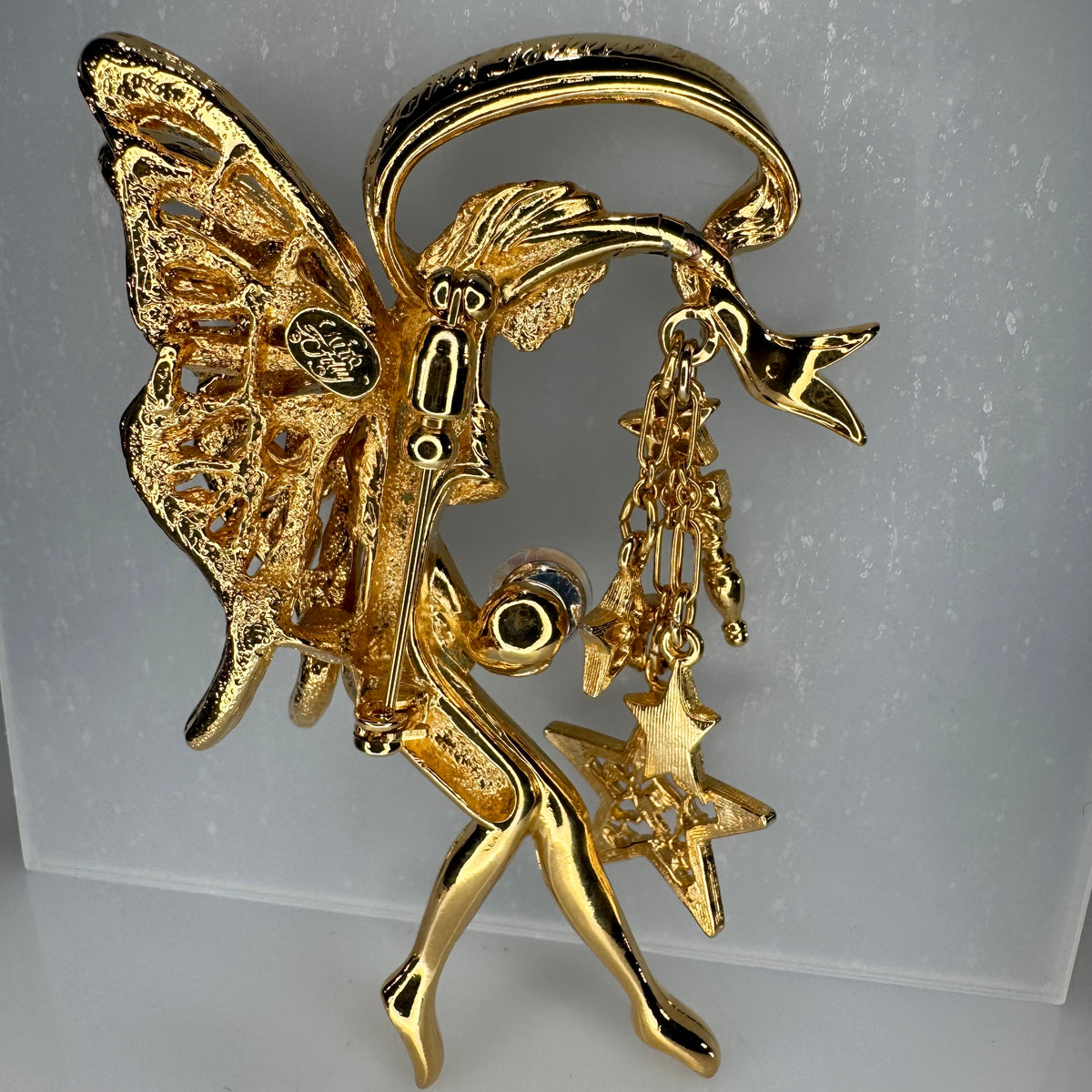 Signed Kirk’s Folly Fairy Godmother Brooch Pin (AB Rhinestones + Crystal Ball)