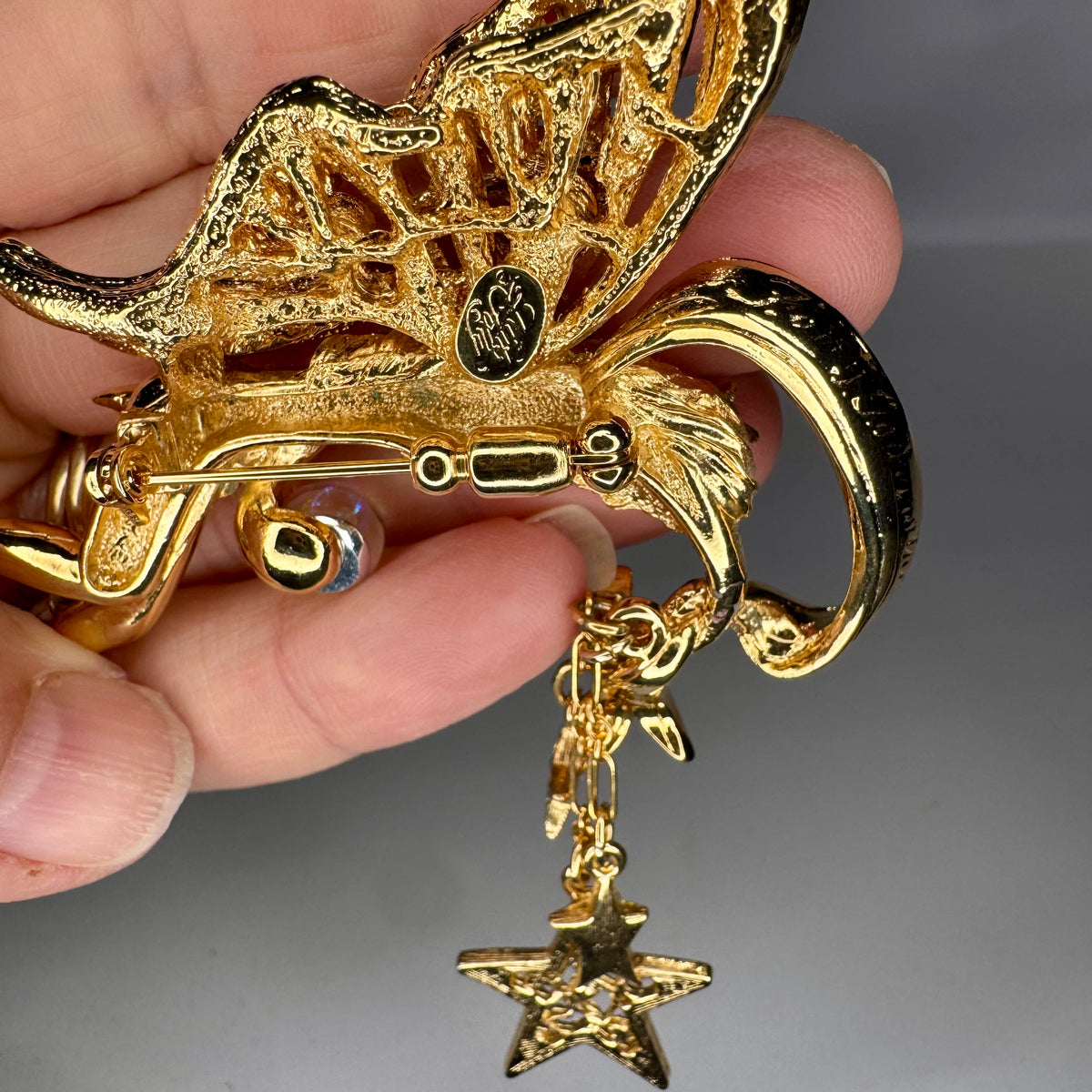 Signed Kirk’s Folly Fairy Godmother Brooch Pin (AB Rhinestones + Crystal Ball)
