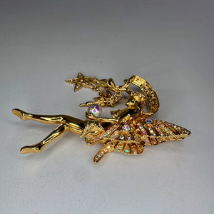 Signed Kirk’s Folly Fairy Godmother Brooch Pin (AB Rhinestones + Crystal Ball)