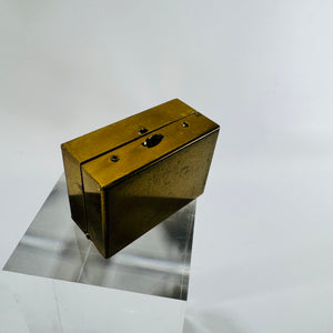 Miniature Sewing Kit Blue Enamel Brass Tone Box with Sewing Notions Mid Century